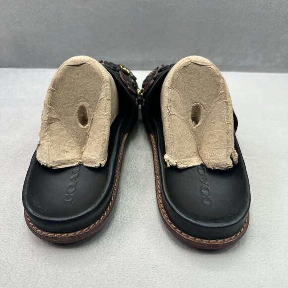 Coach Sport Slide With Tea Rose Womens Size 9 (B) Sandals Flower Rivet Leather - Picture 4 of 9